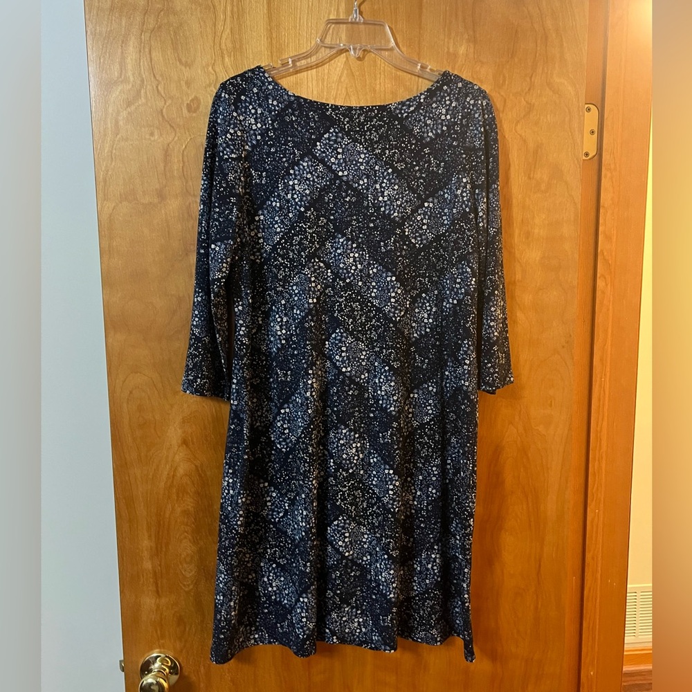 J. Jill Wearever Collection Navy Floral Dress Rayon Blend NWT Petite Medium PM